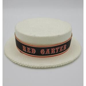 Vintage Red Garter Hat Styrofoam with Paper Ribbon Barbershop Quartet